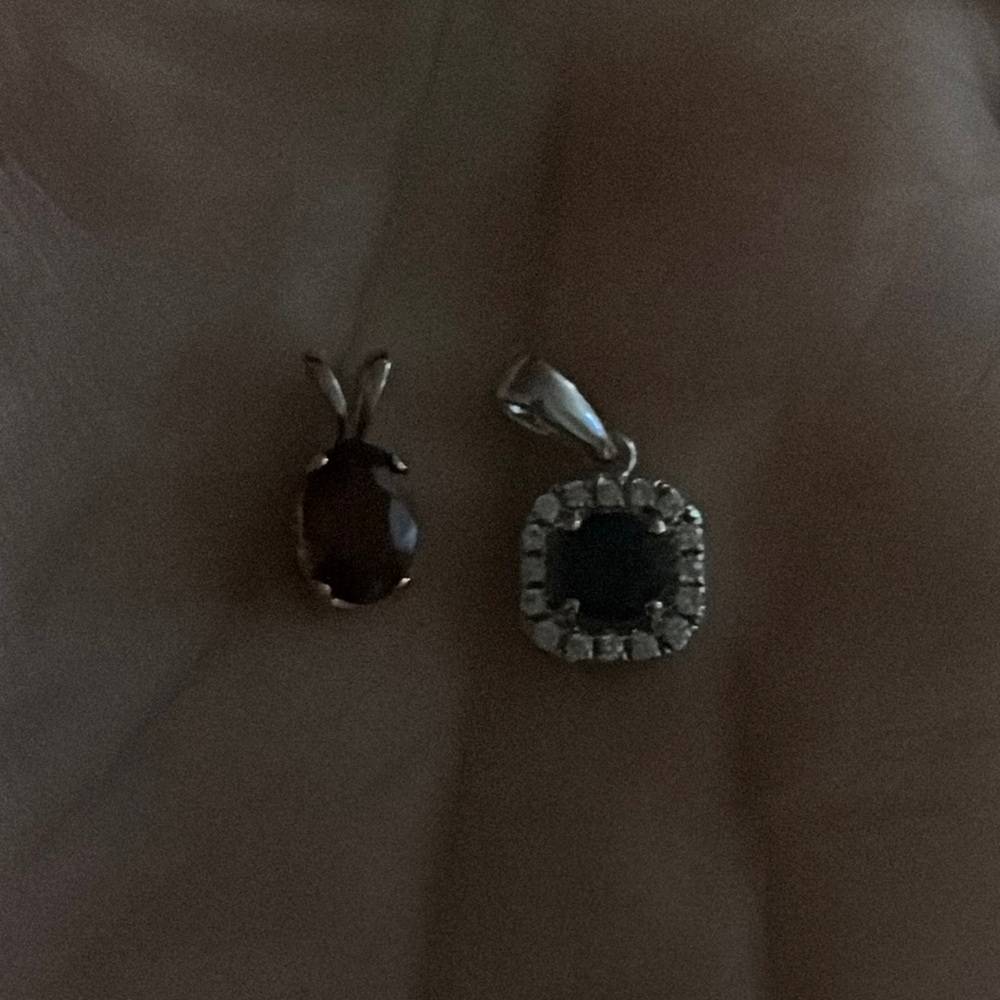 blue topaz pendant and garnet white gold patriotic set
